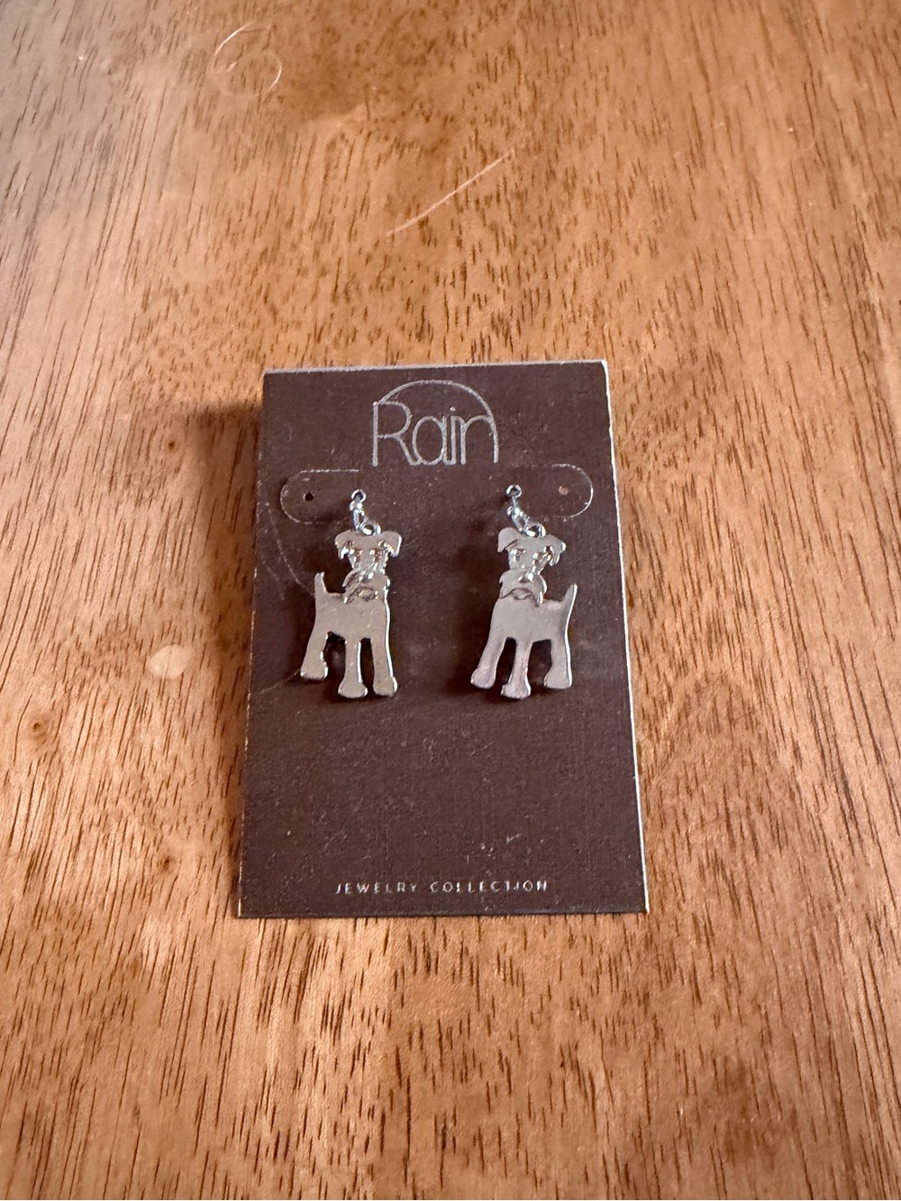 Rain Silver Tone Terrier Dog Dangle Earrings Animal Lover NWT